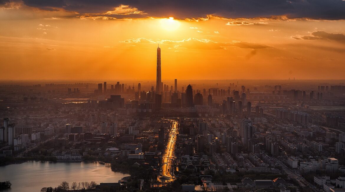 tianjin, sunset, city