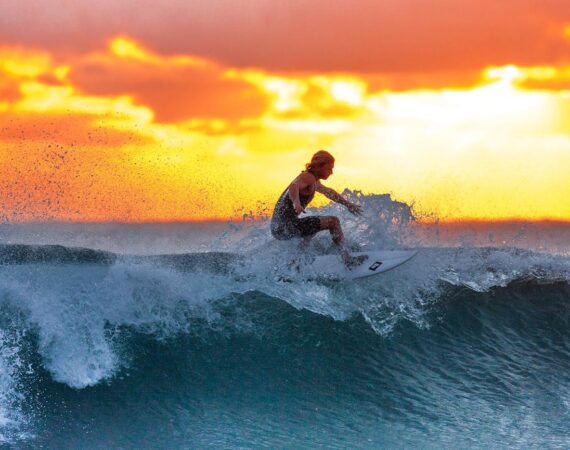 surfer wave sunset the indian ocean 390051